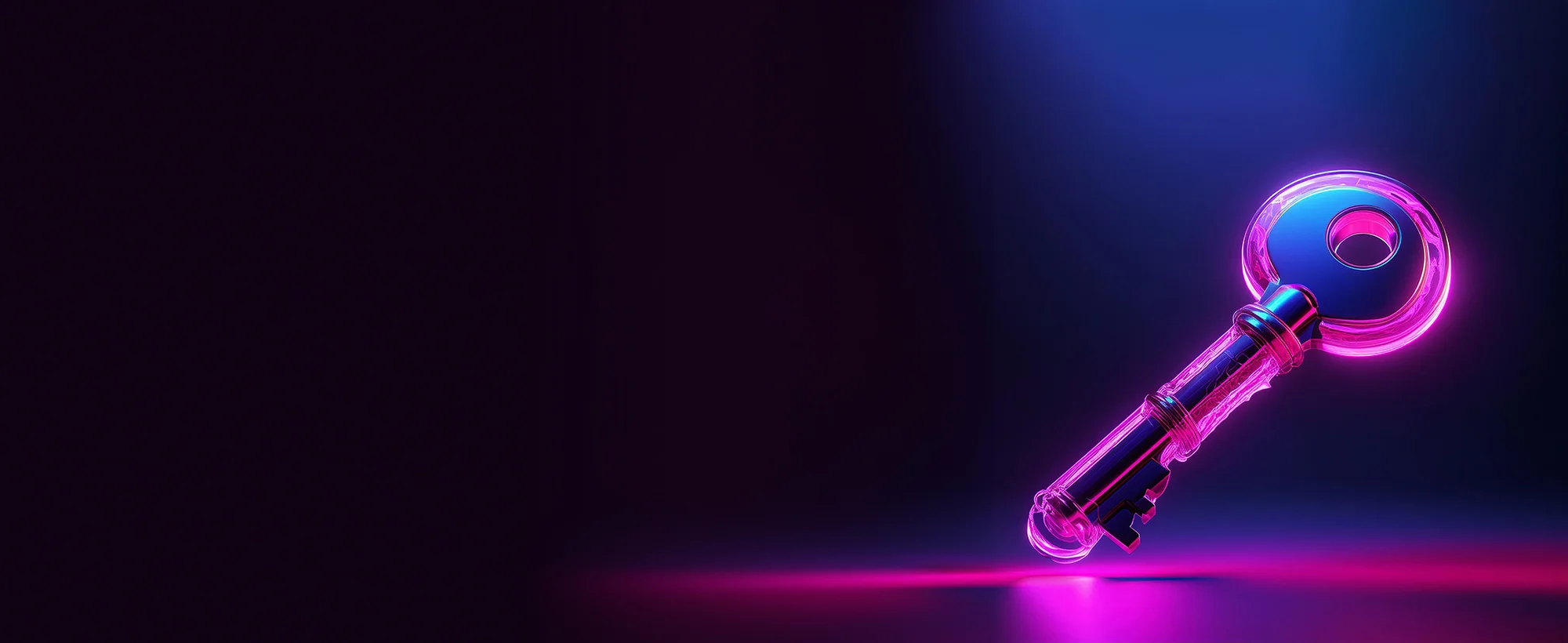Glowing key on a dark background